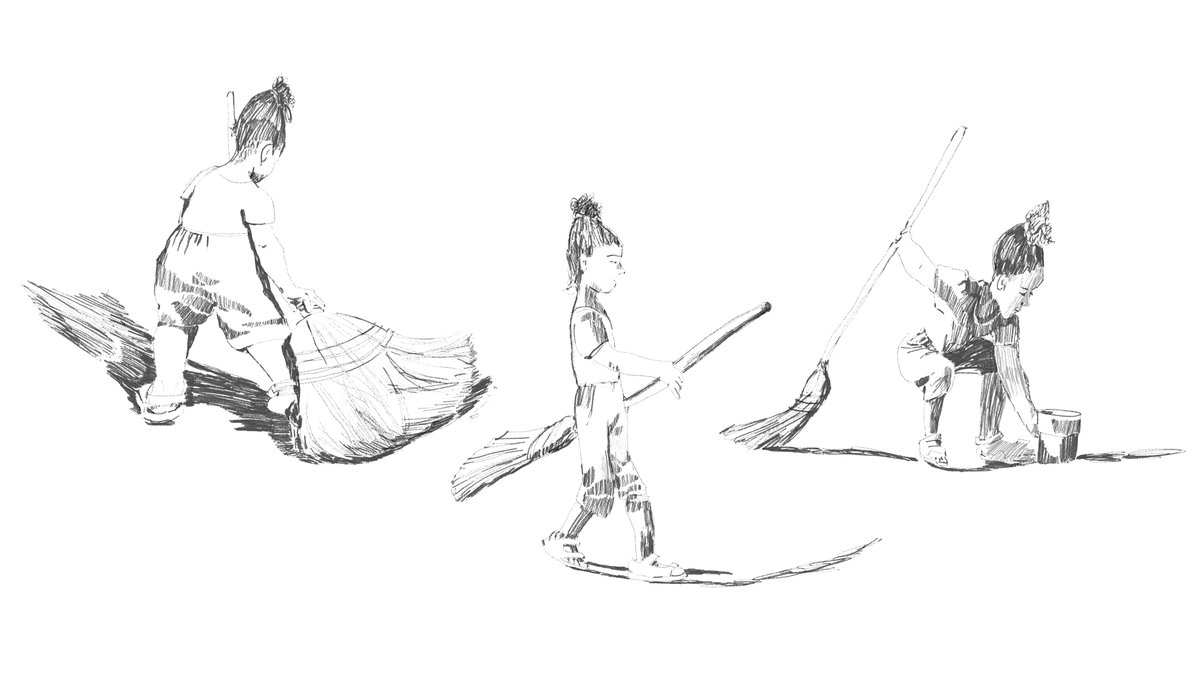 On the act of sweeping: I juxtapose a piece of #pedagogicaldocumentation and performance by Lee Mingwei to consider how an everyday act of #sweeping can slow us down and how we might consider this labour of maintenance as a ritual of care. play.climateactionchildhood.net/index.php/2022…