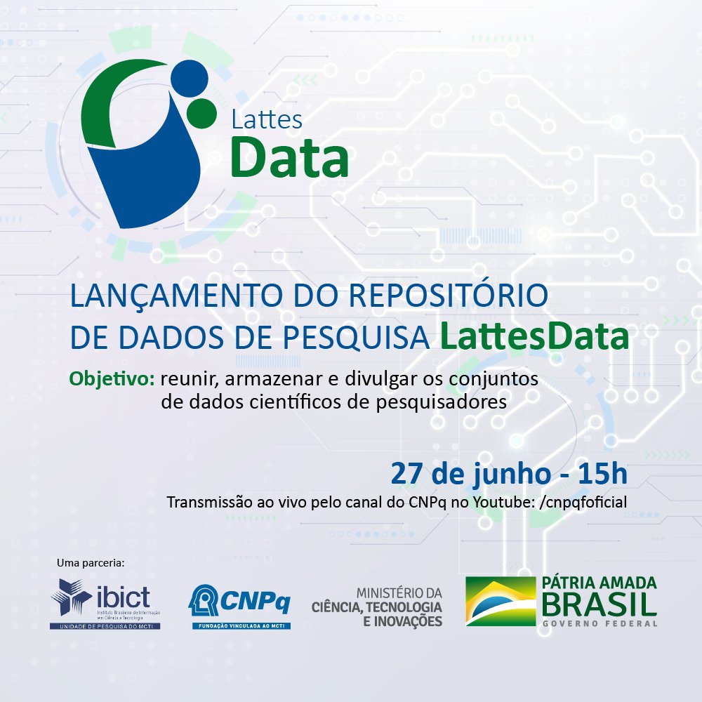 julislsan's tweet photo. Lançamento do Repositório de Dados de Pesquisa LattesData vem aí!
https://t.co/kciGsEm4G9 https://t.co/8ZLZl70G3h