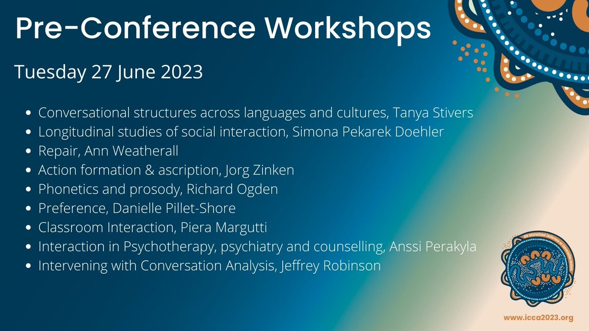 icca2023's tweet photo. Have you heard? The #ICCA2023 Pre-Conference Workshops have now been announced! Check out the website for more information https://t.co/6DIKh80j44 https://t.co/gcABVdeWCs