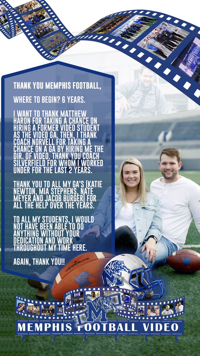 Memphis, Thank you! I am truly grateful and honored that I got to work for my hometown university and favorite college team! 

#MadeinMemphis | #Ⓜ️🏉🎥