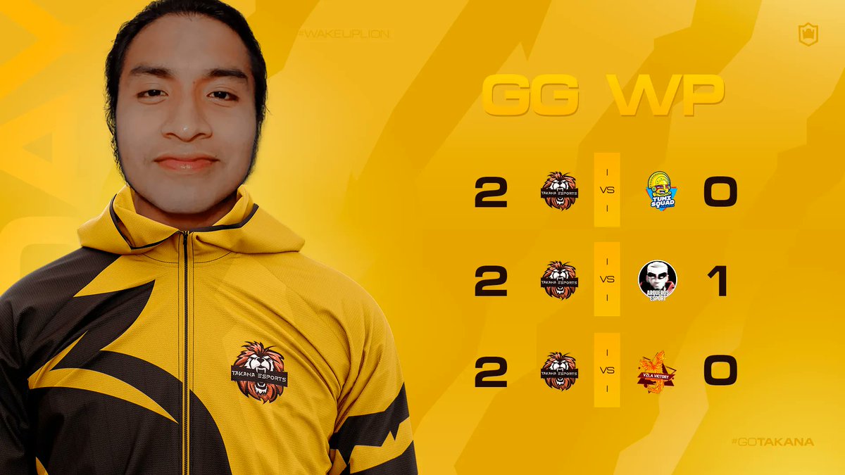 Takana Esports (@esportstakana) on Twitter photo #CR | #Resultados🔥
🦁Nuestros Leones llevándose el #ClasicoDelPueblo frente a los #TumiWarriors y cerrando el finde!
🆚 <a href="/EclubTumi/">Tumi Squad</a>
🏆 <a href="/Crown_Champions/">𝐂𝐑𝐎𝐖𝐍 𝐂𝐇𝐀𝐌𝐏𝐈𝐎𝐍𝐒𝐇𝐈𝐏 𝐋𝐄𝐀𝐆𝐔𝐄</a>
📊FGJ2
🆚 <a href="/ArquerosEsports/">Arqueros Esports</a>
🏆 <a href="/GamingMonster_L/">Gaming Monster League T2</a>
📊FGJ7
🆚 <a href="/VzlaVictory/">⚡Vzla Victory⚡</a>
🏆 <a href="/WZLeague_/">WIZARDS LEAGUE</a>
📊FGJ5
#GoTakana #WakeUpLion #CR | #Resultados🔥
🦁Nuestros Leones llevándose el #ClasicoDelPueblo frente a los #TumiWarriors y cerrando el finde!
🆚 <a href="/EclubTumi/">Tumi Squad</a>
🏆 <a href="/Crown_Champions/">𝐂𝐑𝐎𝐖𝐍 𝐂𝐇𝐀𝐌𝐏𝐈𝐎𝐍𝐒𝐇𝐈𝐏 𝐋𝐄𝐀𝐆𝐔𝐄</a>
📊FGJ2
🆚 <a href="/ArquerosEsports/">Arqueros Esports</a>
🏆 <a href="/GamingMonster_L/">Gaming Monster League T2</a>
📊FGJ7
🆚 <a href="/VzlaVictory/">⚡Vzla Victory⚡</a>
🏆 <a href="/WZLeague_/">WIZARDS LEAGUE</a>
📊FGJ5
#GoTakana #WakeUpLion