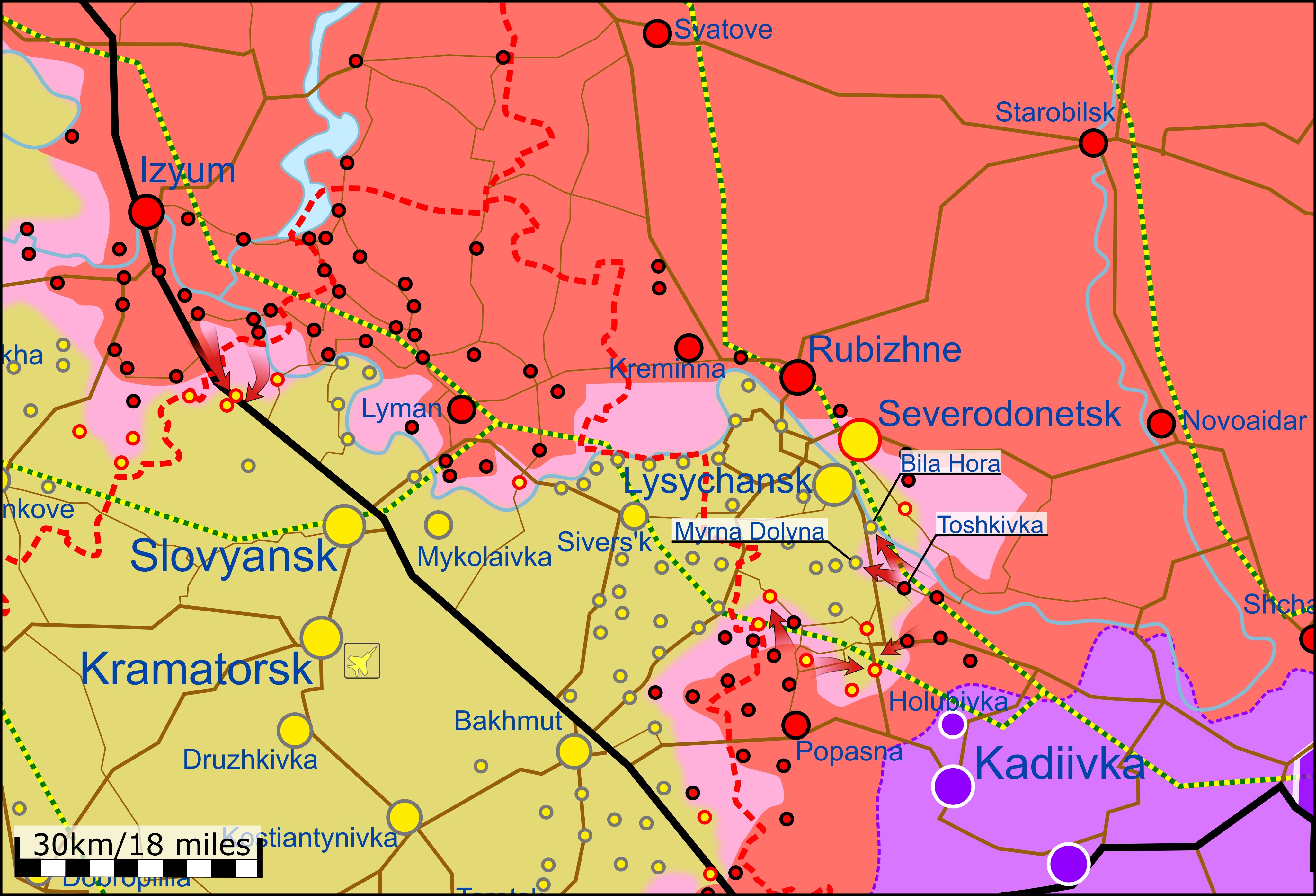 Карта боевых действий на Украине 