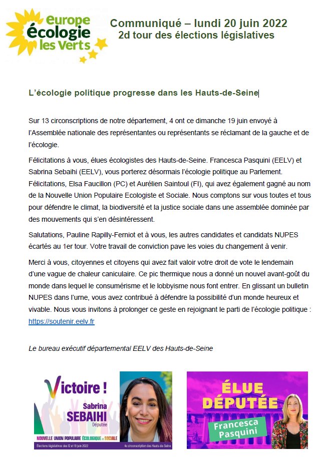 Les Ecologistes - EELV 92 tweet media