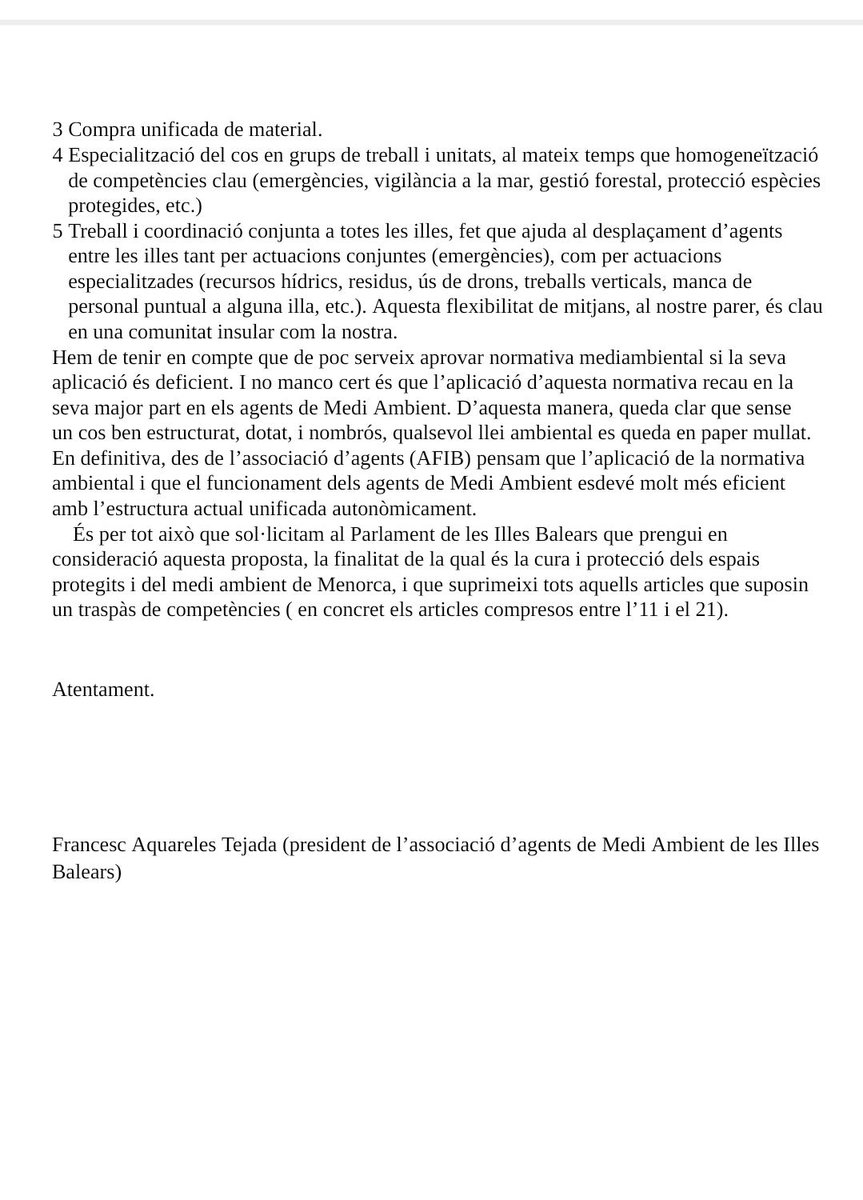 ColEngForestals's tweet photo. L’associació d’Agents de Medi 
Ambient de Balears @AFIB_AMAs manifesta el seu desacord amb la llei de Reserva de Biosfera d Menorca:
"l’aplicació de la normativa ambiental i el funcionament dels AMA esdevé molt més eficient amb 
l’estructura actual unificada autonòmicament" ⬇️NP https://t.co/W3ECrXL1JY