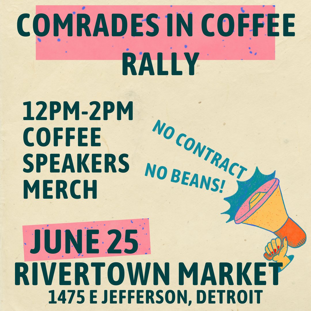 This Saturday 12-2pm!! Join us on the line outside rivertown market as we continue our fight for uniom recognition and a fair first contract!✊
#comradesincoffee #allstrugglesconnected