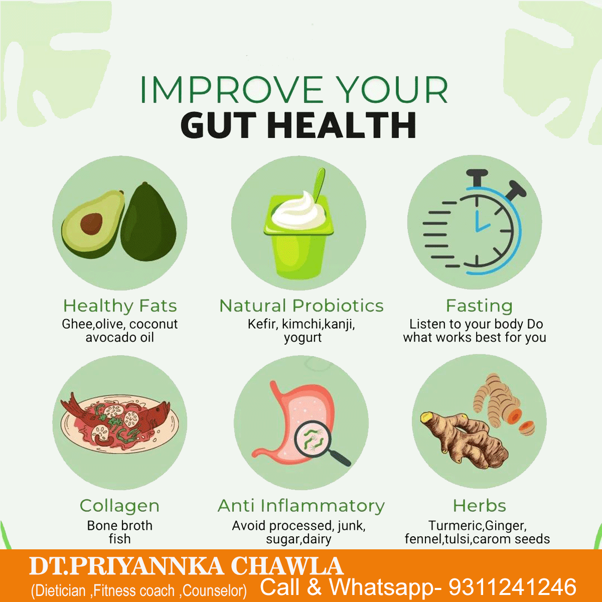 All disease begins in the gut, it is so rightly said.
Firstly let's understand what's good for your gut may or may not be good for someone else's. 
Dt priyannka Chawla ( Dietician,Fitness Coach, Counselor )
Call & Whatsapp- 9311241246
..
#stayhealthytogether #dtpriyannkachawla