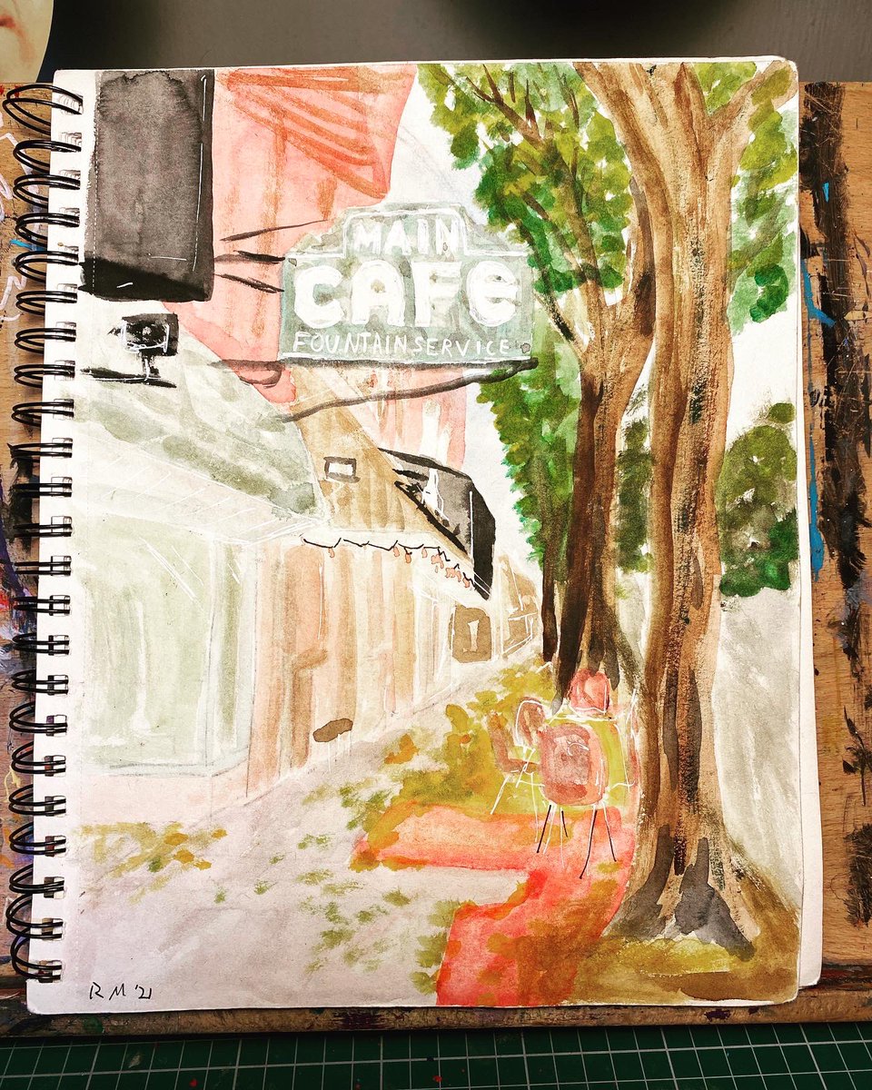 macpherson_art's tweet photo. Hi all! As some of you may know I’m trying to get back into doing more art regularly. So here is a few of my favourite pages from my current sketchbook! These were all pieces done during my time at Alma college! 

#alma #college #art #watercolour #sketch #sketchbook #sketches https://t.co/PnNJAAYqJe