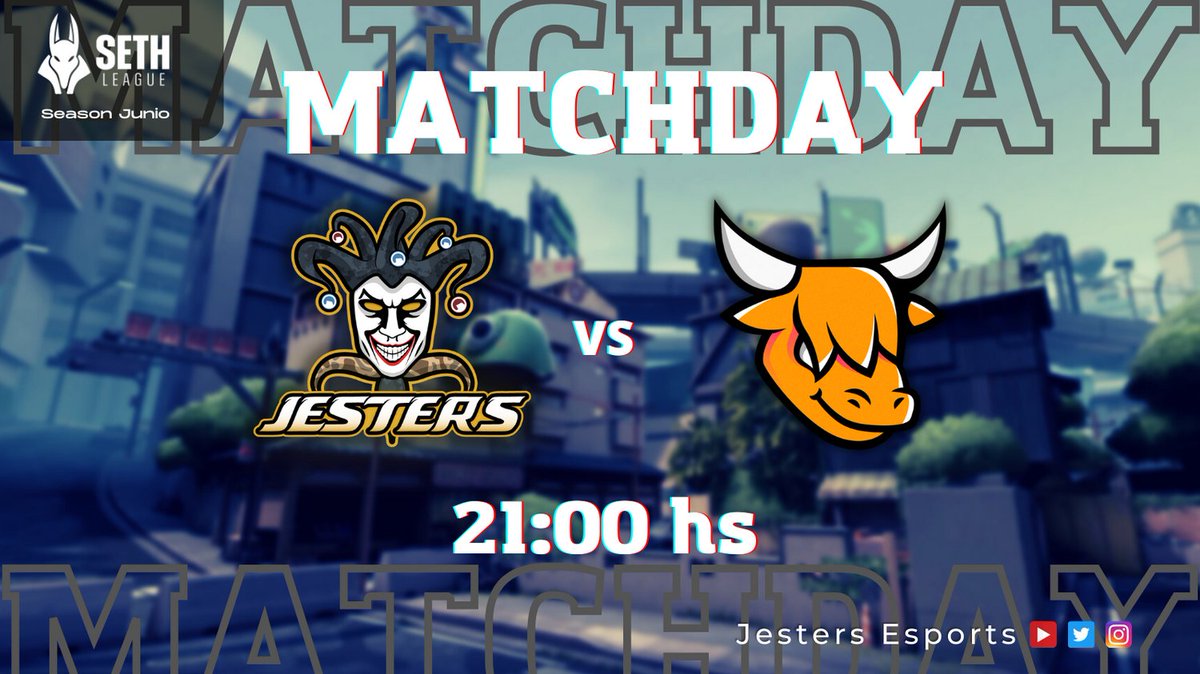#VALORANT #LATAM

🏆 Seth League | Season Mayo - <a href="/piramidestadium/">Piramides Stadium</a>

#MATCHDAY - Fecha #5 de Jesters en la Seth League Season Junio! GL-HF!

⚔️ #Jesters vs <a href="/oxenlatam/">OXEN</a>

⏰ 21:00hs 🇦🇷 | 20:00hs 🇨🇱
📺 twitch.tv/piramidestadium
