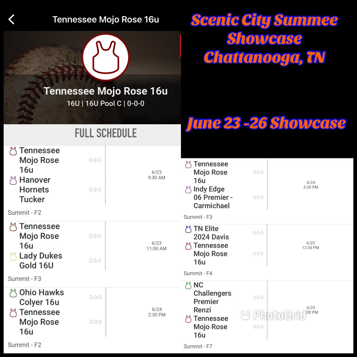 AriDiazJimenez's tweet photo. My team @tnmojo_rose and I will be at Scenic City Summer Showcase in Chattanooga, TN.  We will be at the the Summit Softball Park for the showcase. I’ll be at All-Star game on Wednesday June 22. I got assigned to team # 8, field 2 at Camp Jordan Park, game time at 8pm. 🧡💙 https://t.co/lsxK1IiAuB
