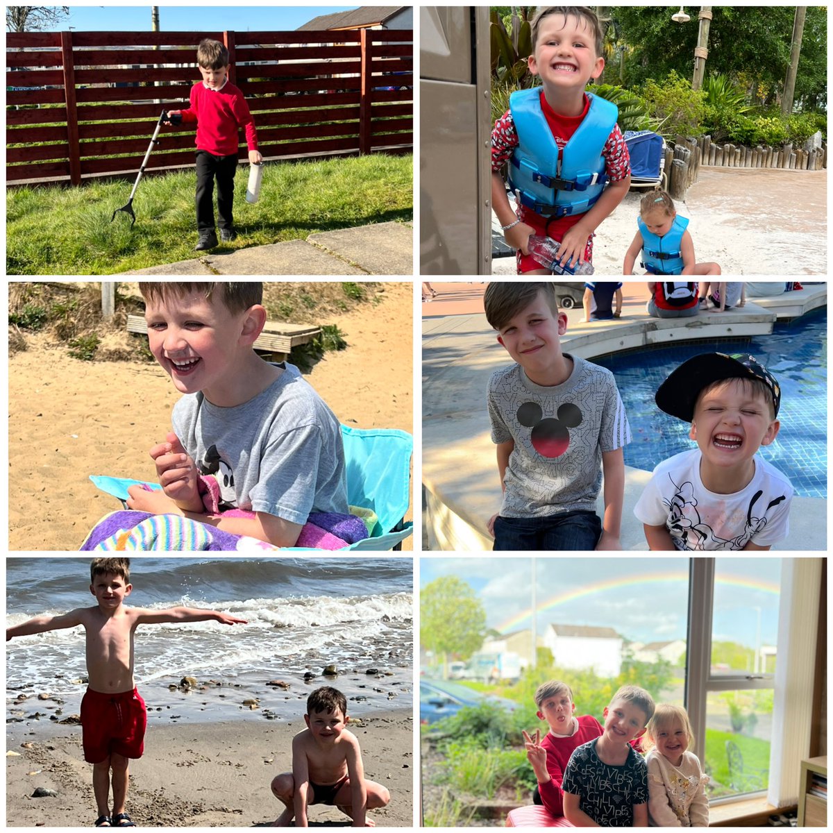 NHarding89's tweet photo. Mummy forgot to share J’s homework last week 🙊 he went on a hunt to find summer things and took pictures of flowers, trees, a rainbow, a ladybird and a bee 🐝 🐞 He also wanted to share some pictures of himself enjoying nice sunny days 🤩 @MissRCallaghan https://t.co/OUidVL7o4K