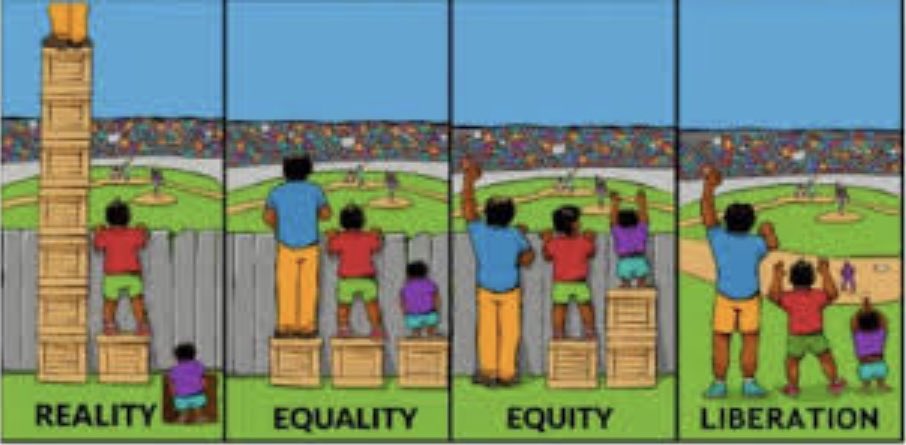 CBowPhD's tweet photo. The real aim of equity is TRUE LIBERATION. No longer providing a way over but get rid of the barriers! @APS_IDD #LearnigwithEdFarm #evolutionorrevolution #kidscan’twait https://t.co/3SZjq2kxoN
