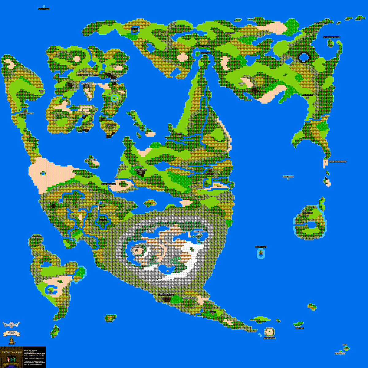 FantasyAnime's tweet photo. Evolution of the world map in Dragon Warrior/Dragon Quest on the NES 🗺️ https://t.co/S7LFF0lFRC