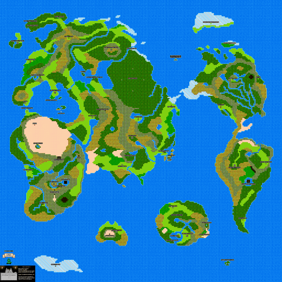 FantasyAnime's tweet photo. Evolution of the world map in Dragon Warrior/Dragon Quest on the NES 🗺️ https://t.co/S7LFF0lFRC