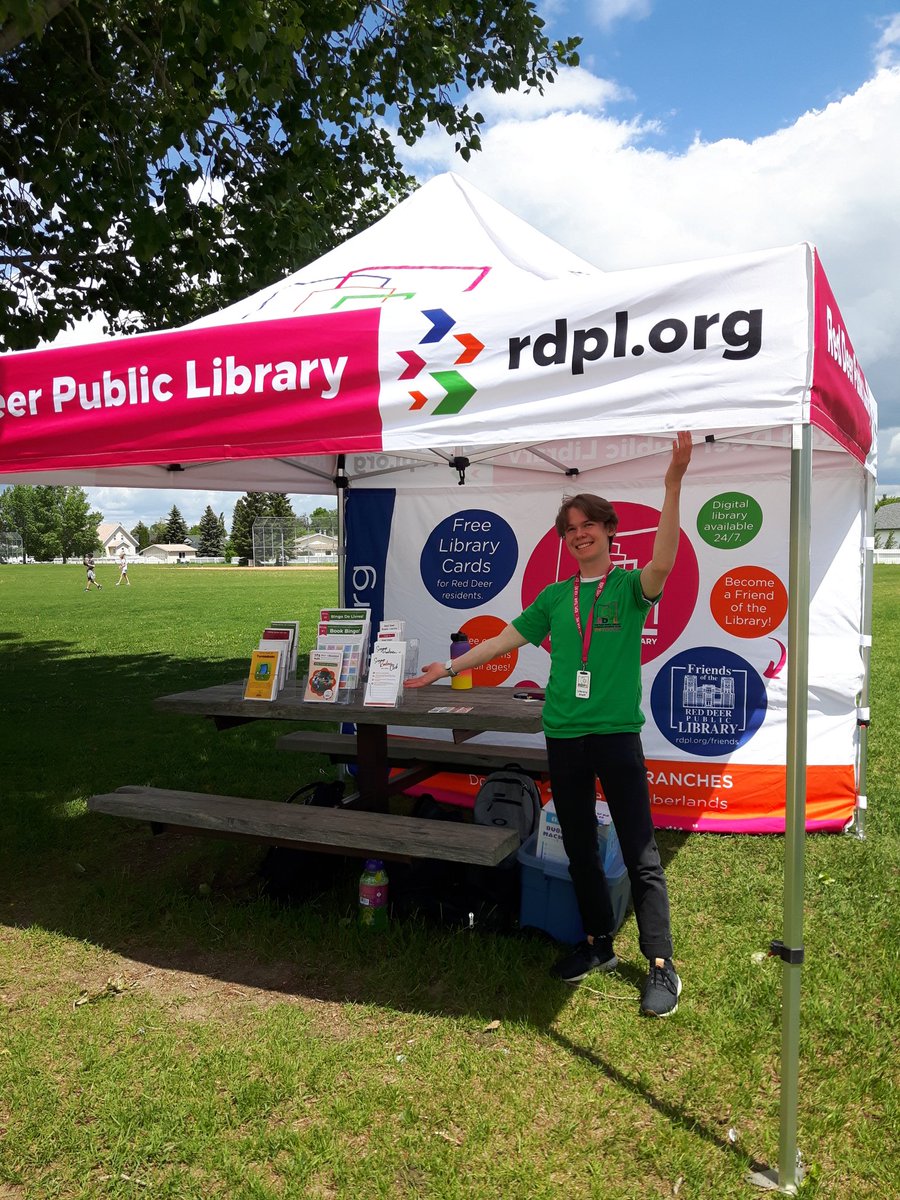 You can find us at the Holy Family school playground until 3:30pm today! Don't miss your opportunity to grab your Book Bingo sheet! #RDPL #RDPLBookBike #RedDeer #yqf