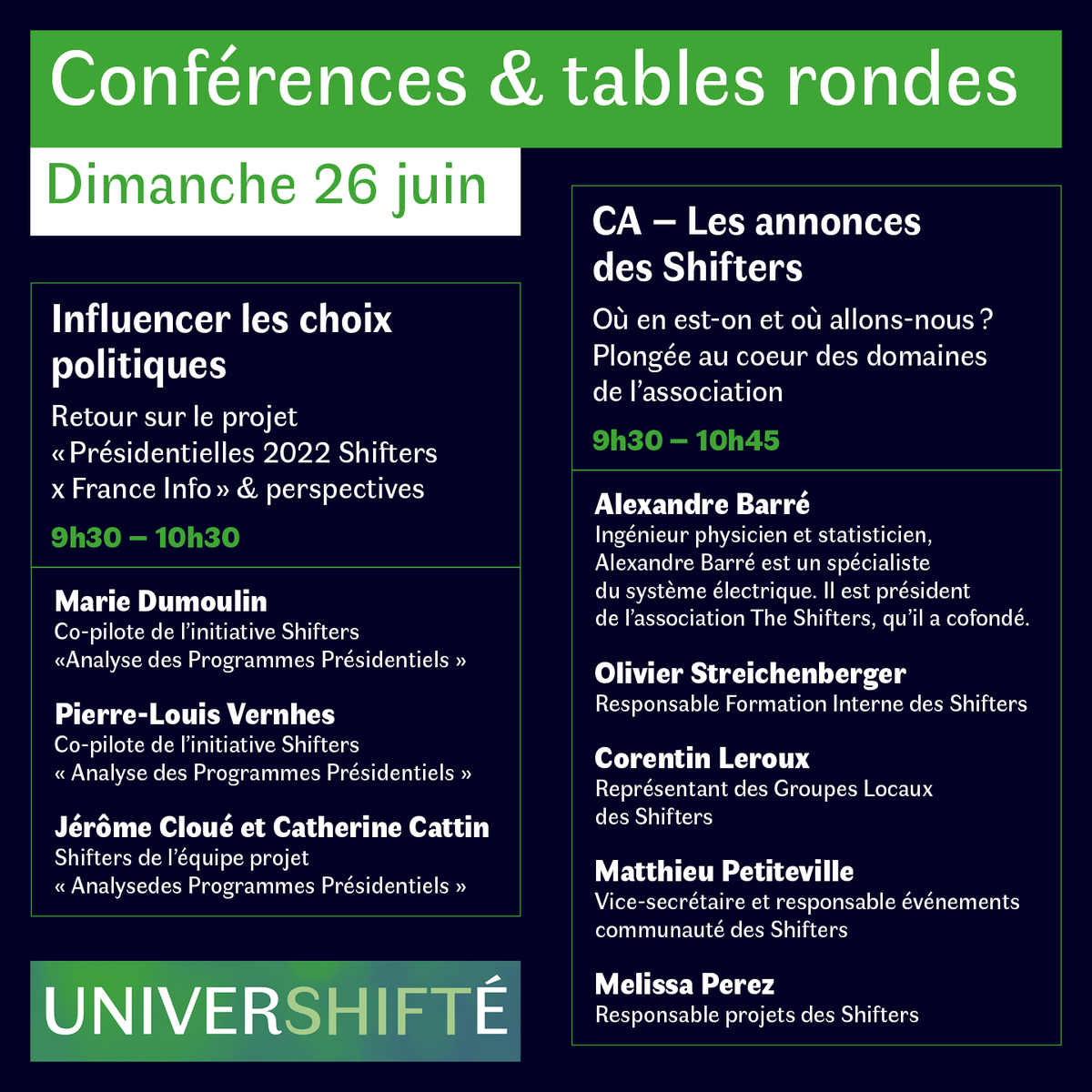 Les_shifters's tweet photo. Univershifté 2022 
 
🙈 L'adage dit : un problème bien compris est à moitié résolu. 

🛎️ Au programme le dimanche matin :
 
 🎫 Rendez-vous le 25 et 26 juin sur le campus de la Doua.
 
🌲 Vos places : https://t.co/OSGznIEfh8

#univershifté #theshifters #climat #lyon #ecologie https://t.co/UkdIAuDM9y
