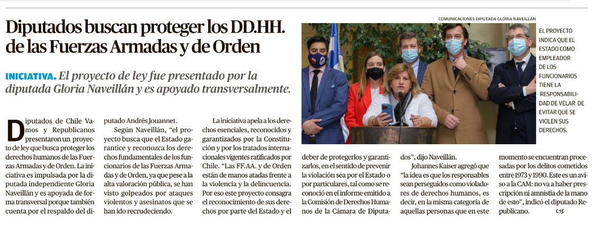 Iniciativa de diputada <a href="/glorianaveillan/">Gloria Naveillan Diputada</a> tiene apoyo transversal y busca proteger los derechos humanos de FF.AA. y de Orden.
👏👏👏👏👏👏