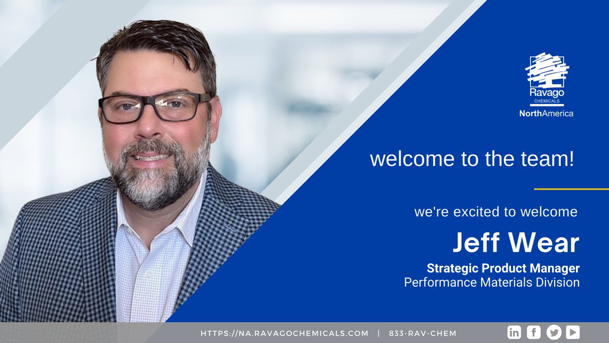 RavagoChem's tweet photo. #WeAreGrowing! We're excited to welcome Jeff Wear, to Ravago Chemicals North America as Strategic Product Manager for our Performance Materials division. 
Join us in welcoming Jeff to the team!

Learn more about RCNA visit our website: https://t.co/W3olxdyZiC https://t.co/dSqlHKDjX0