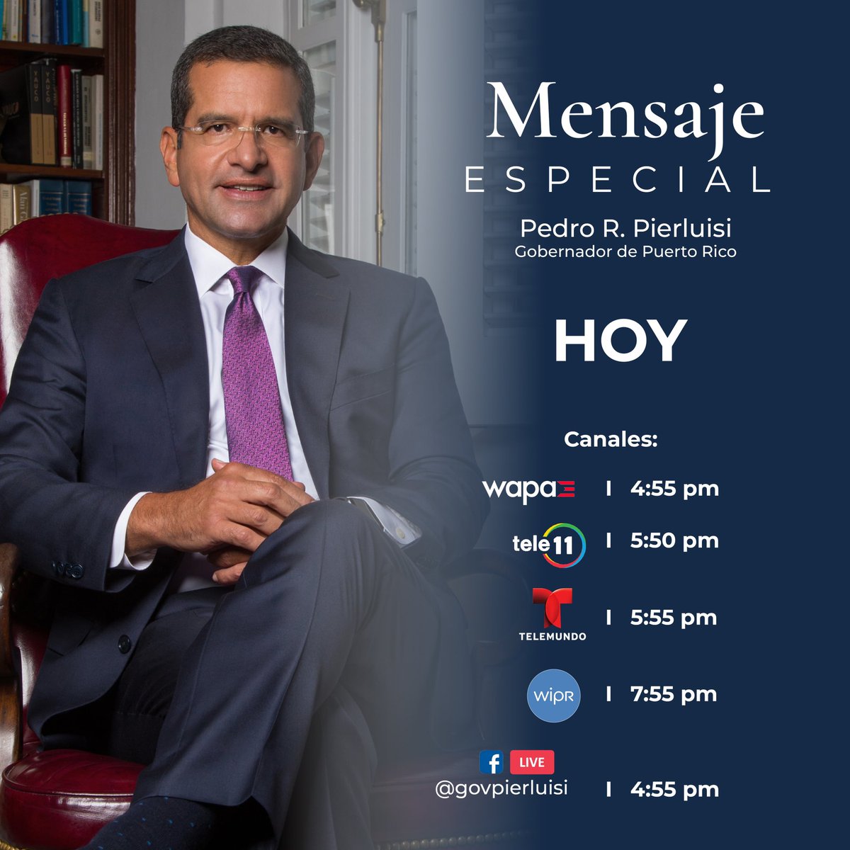 Pendientes, pronto comenzará mi mensaje especial para el pueblo de Puerto Rico. #AcciónPorPuertoRico #MensajeEspecial