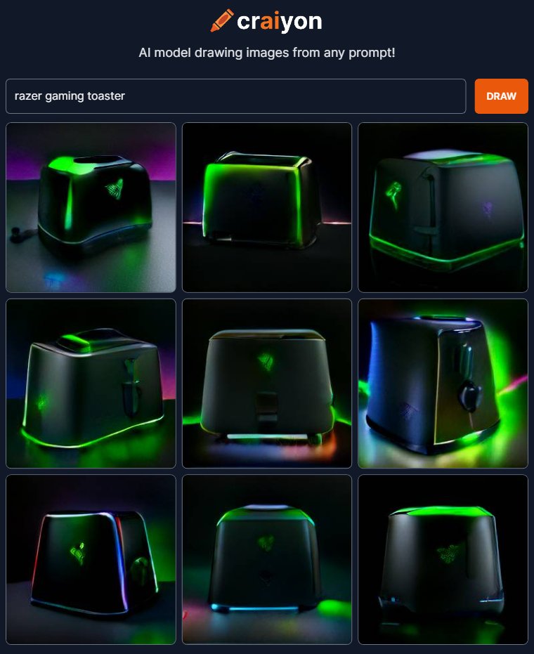 RandomCraiyon's tweet photo. Razer gaming toaster #craiyon #dalle #dalle2 #dallemini #ai https://t.co/sifKhy37jh