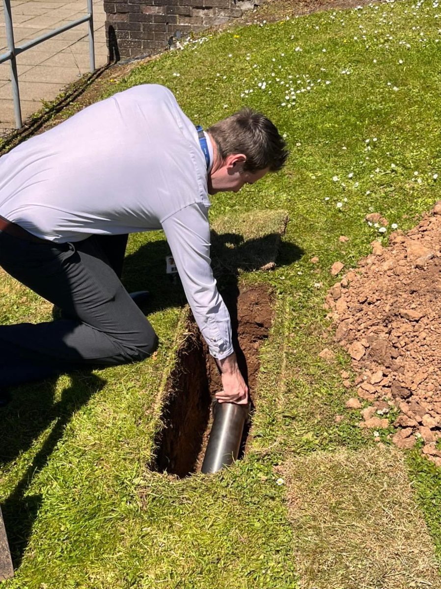 StJosephsAntrim's tweet photo. Today we buried our 50th Anniversary time capsule. Inside we put lots of special memories from our celebration week &amp; the children’s hopes for their future careers. We hope to open the capsule in 25 years, on the schools 75th anniversary to see if their predictions came true. https://t.co/4c1AoFnFpY