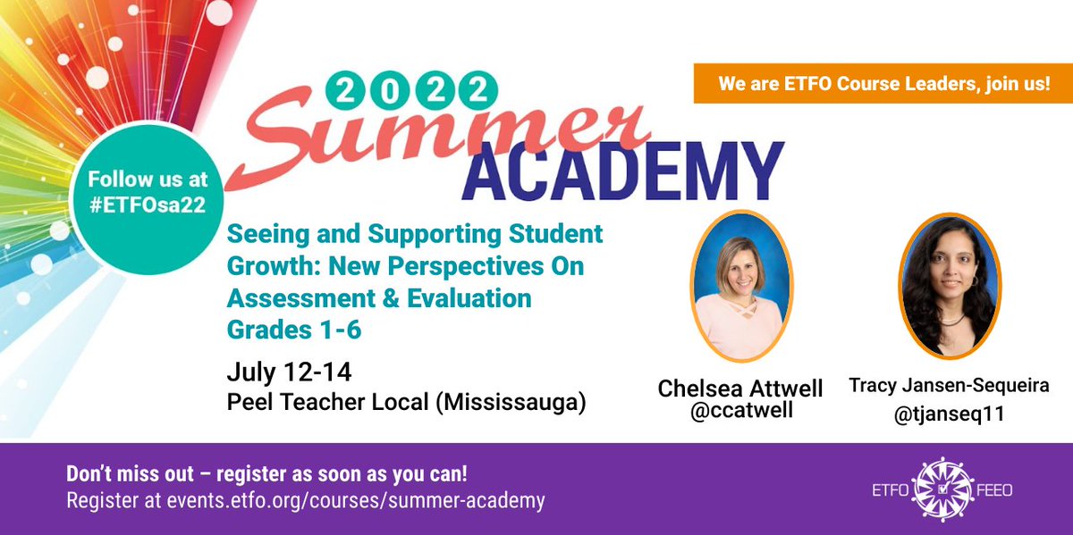 Join us from July 12th to the 14th! There are great courses you can register for, along with ours, at: events.etfo.org/courses/summer… #ETFOsa22 @ccatwell