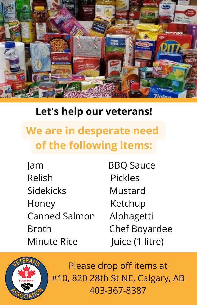Every little bit helps. Give what you can.

#help #veteransassociationfoodbank #veteranshelpingveterans #donate #donatenow #support #calgary #callforhelp