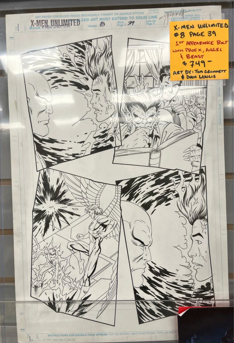 comic_addiction's tweet photo. We’ve gotten in some stunning original art pages. This one is from X-Men Unlimited featuring Prof X, Angel and Beast with a first appearance of Bolt! https://t.co/XY6tmlmk3n