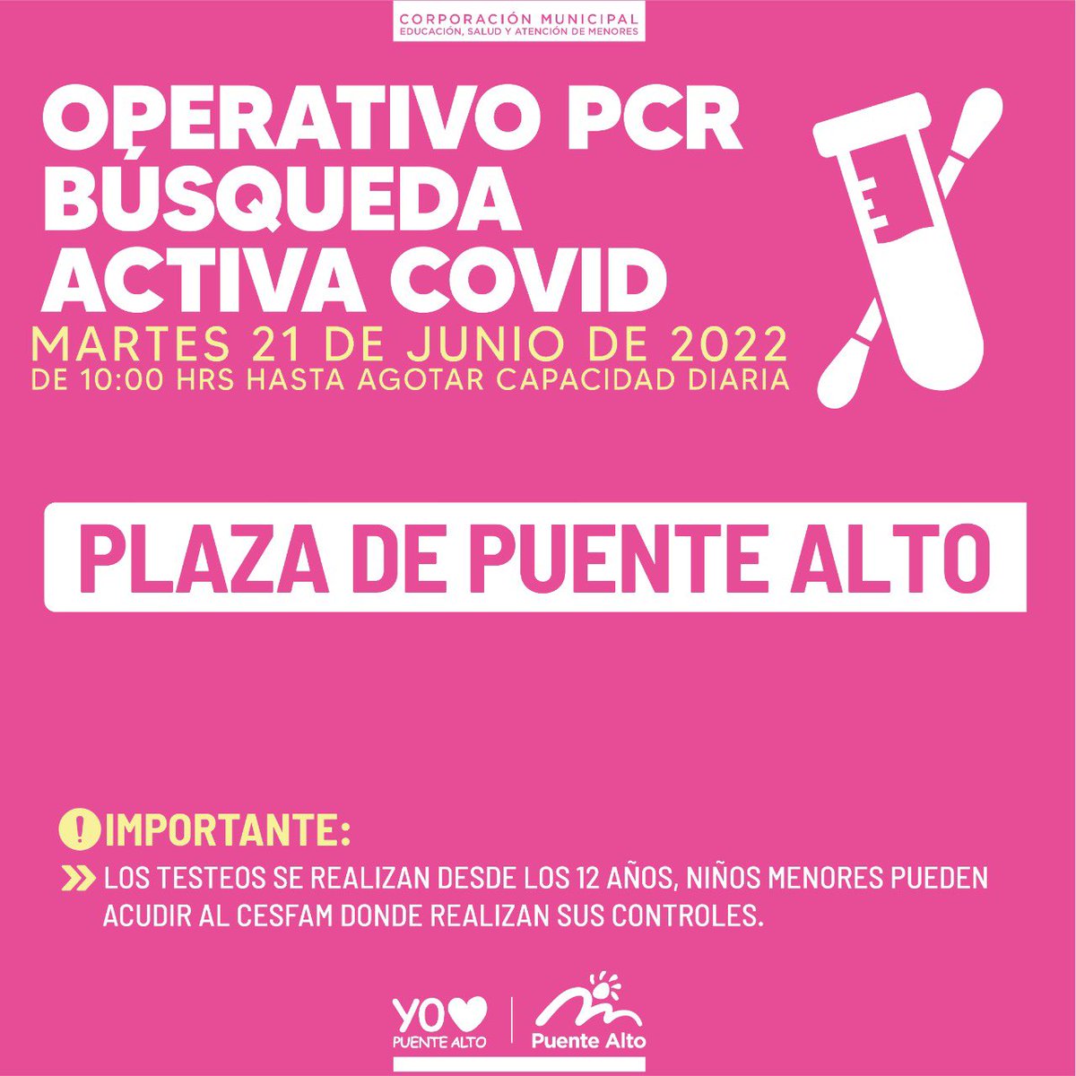 cmpuentealto's tweet photo. #OperativoPCR Martes 21 de junio. https://t.co/LJdNhRnhqs