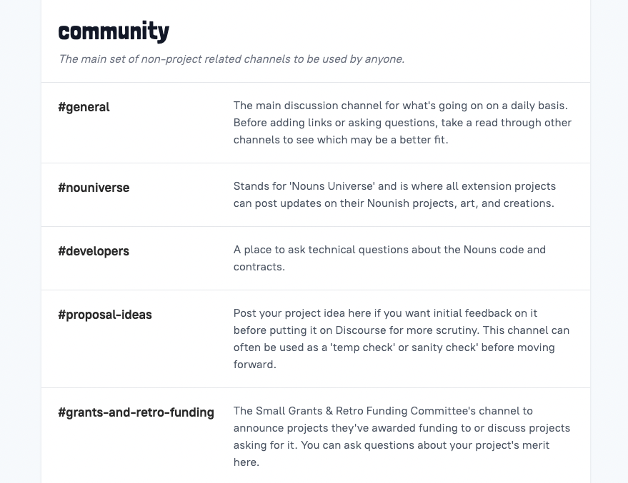 Confused about @NounsDAO's Discord channels and what each is for?

Made a guide: nouns.center/channels 🌏