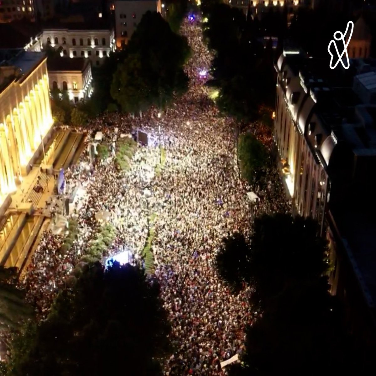 FormulaGe's tweet photo. Tbilisi, Rustaveli Avenue tonight as unprecedented crowds gathered in protest of the Georgian Dream’s confrontational stands towards the #EU https://t.co/4LmAJX41f8