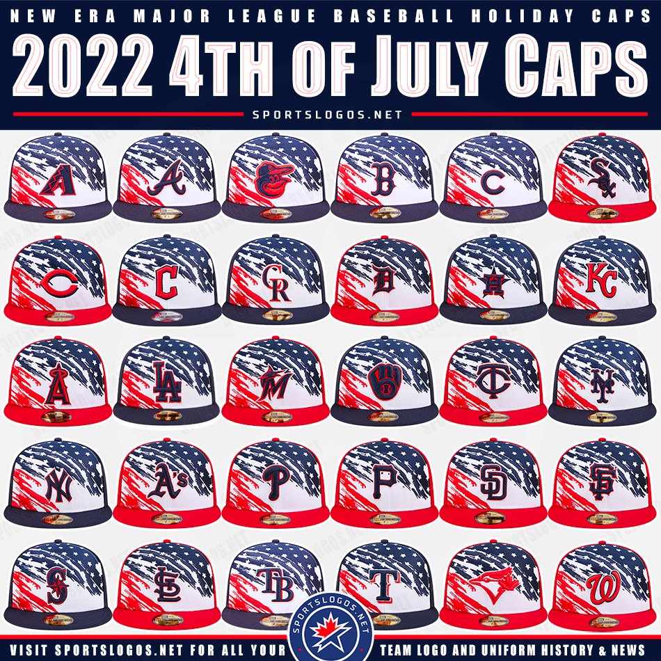 Chris Creamer  SportsLogos.Net on X: Major League Baseball releases the  2022 4th of July cap collection, teams will wear this from July 1-4 (I'm  betting the Blue Jays will not be