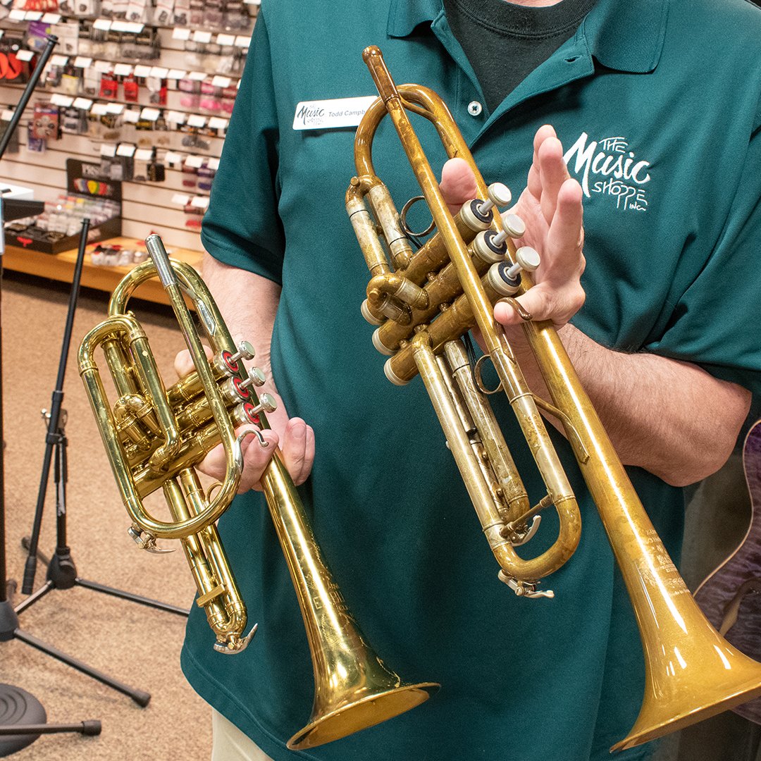 What's the difference between a trumpet and cornet? 🎺

TL;DR: The trumpet has a cylindrical bore, the cornet has a conical one. The cornet's tubing gradually gets larger as it reaches the bell, the trumpet's does not.