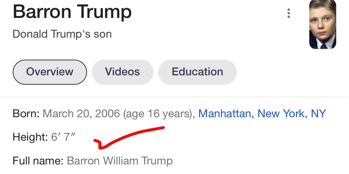 Shnookie04's tweet image. #Barron
Not I understanding all the ruckus over Barron.. 
He’s not a child he’s a Teen, also by society standards her very tall. Taller than his dad now. What is So horrific about that #tuckercarlsonsproblems 
@FoxNews
