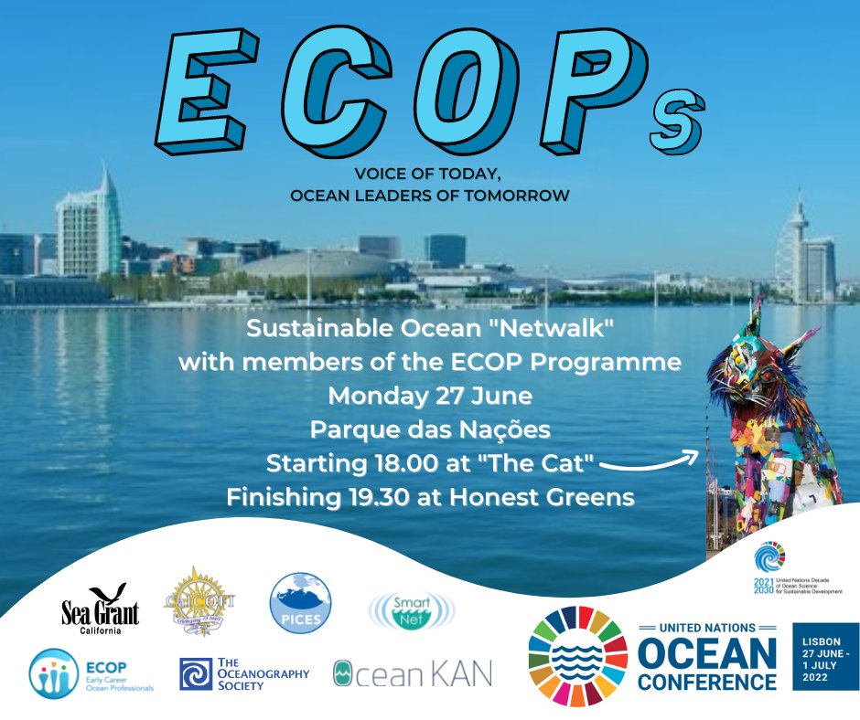 If you are attending the UN Ocean Conference #SaveOurOcean please join us for the ECOP Sustainable Ocean Netwalk on 27 June @ Parque das Nações, 18H near "The Cat," for an enjoyable loop around the parque, ending with an ECOP mixer at Honest Greens.