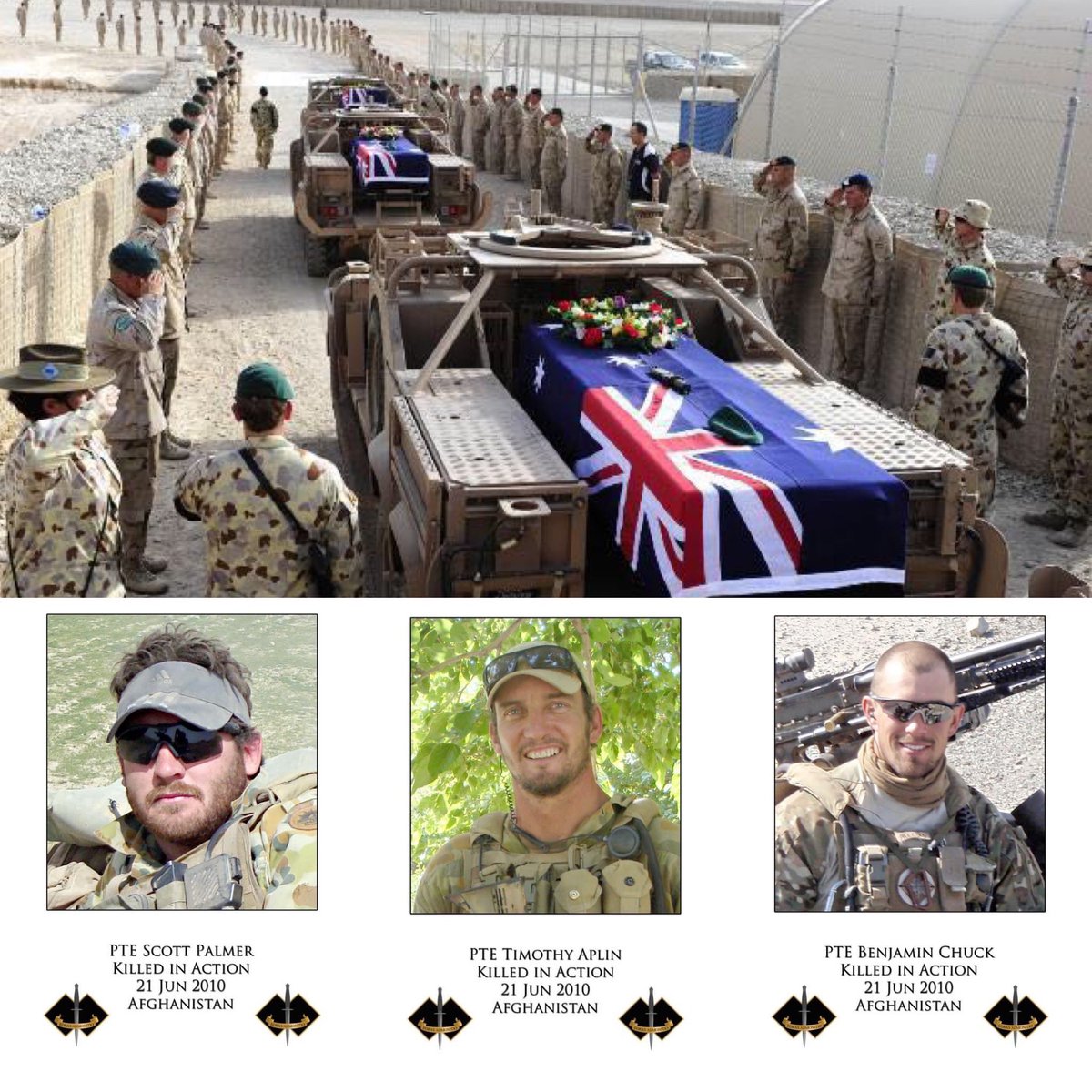 BareCoaching's tweet photo. Lest We Forget

Tim Aplin
Ben Chuck
Scott Palmer
Bandon Silk (US Army)

Thoughts are with the friends and family of the fallen as well as the injured and their families and friends.

#2cdoregiment #withoutwarning #tfnomercy #brothersinarms #lestweneverforget https://t.co/h1kS1DSBXk