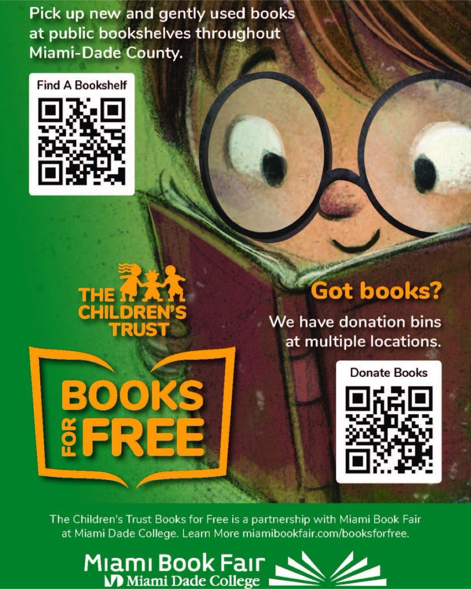 KelseyLPharrES's tweet photo. Repost from @thechildrenstrust
•
Look for a #BooksForFree shelf and expand your child's library! Visit https://t.co/k5kHAJoFNV for details and to find a shelf near you.
#KLProcks @suptDotres @mdcpscommunity @miamischools @MDCPSCentral https://t.co/gkf5gicGZp
