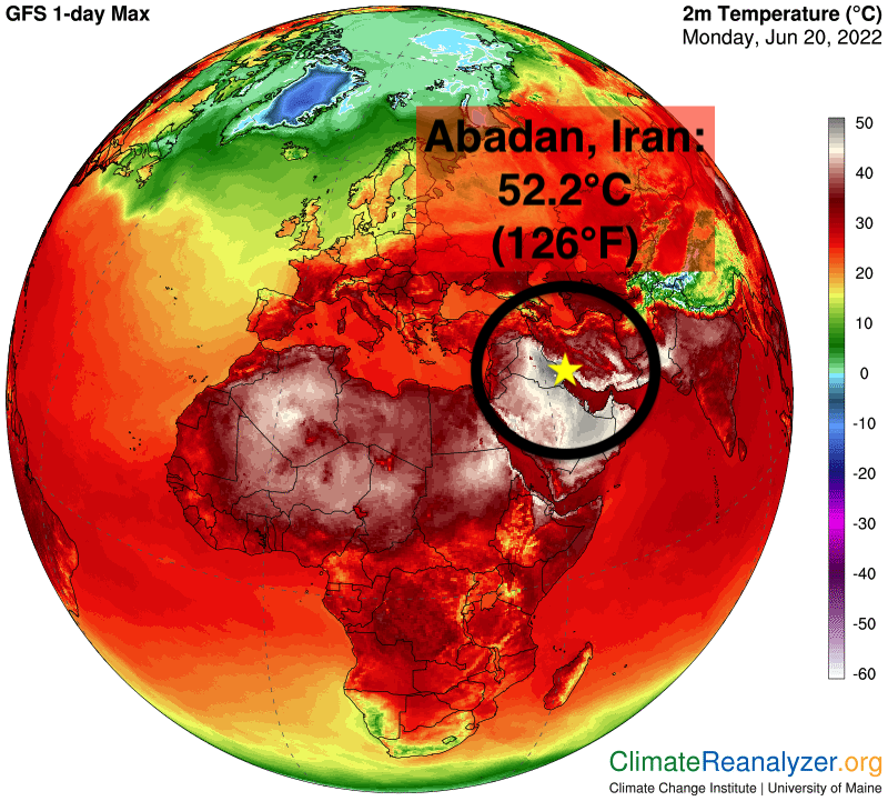 Colin Mccarthy Iran Soared Up To A Scorching 52 2 C 126 F Today That S The Hottest Temperature Recorded On Earth This Year And One Of The Highest Pre Solstice Temperatures Ever Recorded T Co Rlytytlvn7