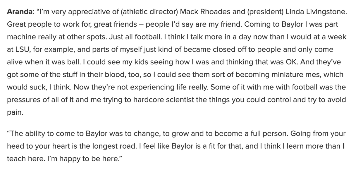 chris_hummer's tweet image. Why did Dave Aranda sign with Baylor through 2029? He had a pretty interesting answer about how Baylor has changed him.

247sports.com/Article/Baylor…