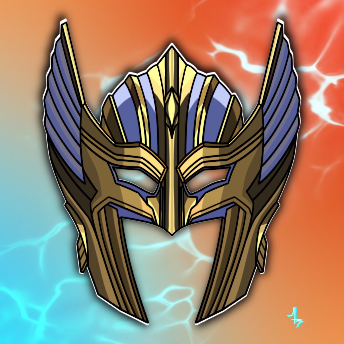 TimberW0lf13's tweet photo. So excited for @thorofficial #LoveAndThunder I had to draw Thor’s new helmet 🤘🏻⚡️ https://t.co/qfgrhWU9Et