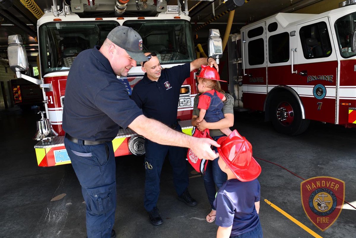 HanoverFire's tweet photo. Happy 1st birthday Noah!!!  One year ago today FF/Paramedics Sebastian Rivas &amp; Jonathan Pelletier assisted in delivering baby Noah while transporting mom to Brockton Hospital.  Today, Noah came back to visit Rivas &amp; Pelletier and drop off some treats for the on-duty firefighters. https://t.co/AL7I1RhS8K