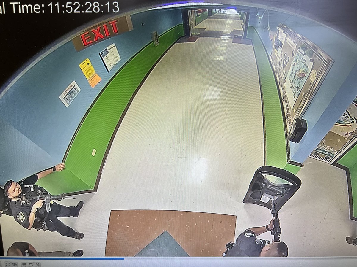 tplohetski's tweet image. BREAKING: Multiple officers were inside Robb Elementary School with rifles and at least one ballistic shield at 11:52 a.m. the day of the shooting, new video and other evidence shows. They didn’t enter the classroom for another 58 minutes. More soon via @statesman and @KVUE. 1/2
