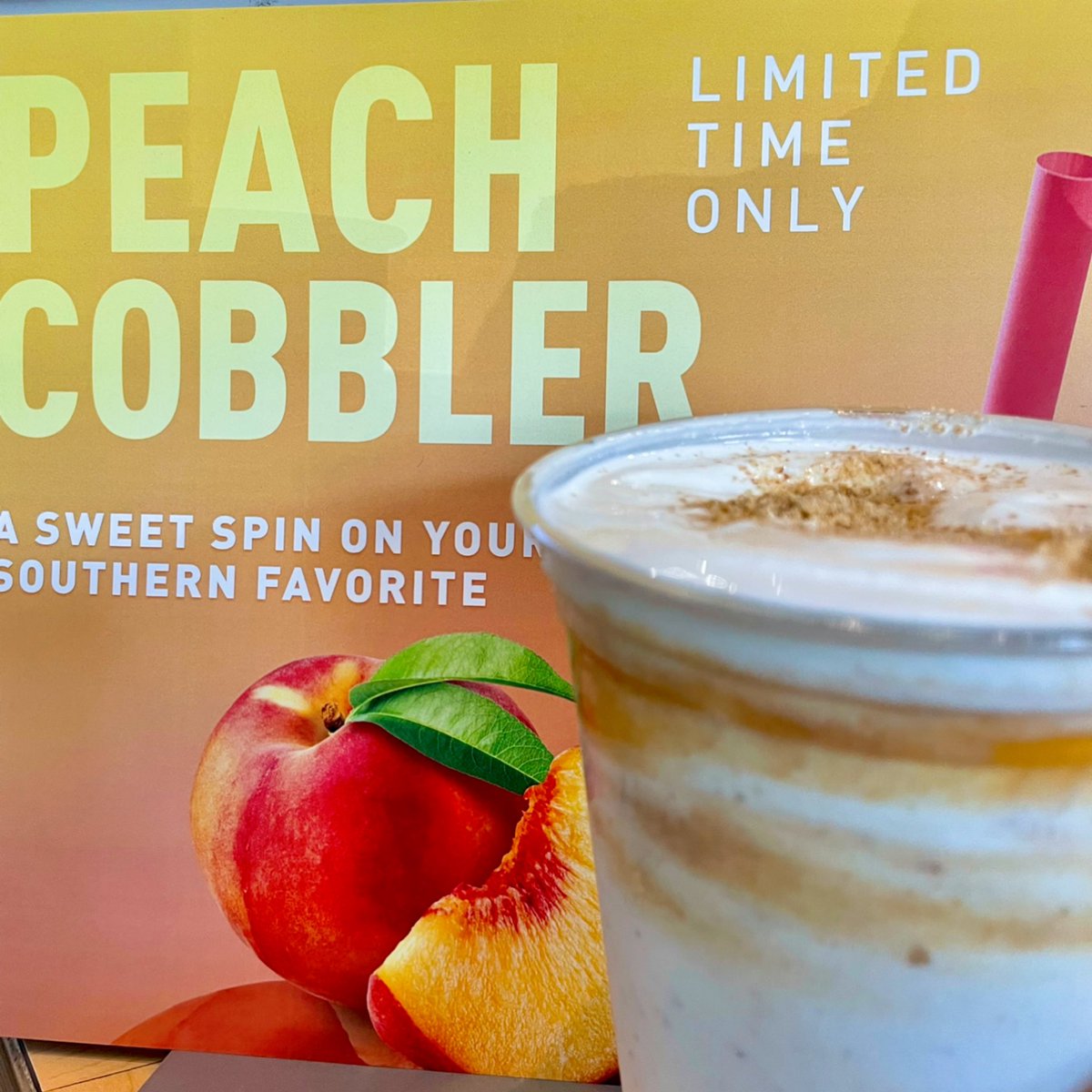 MooyahOC's tweet photo. A sweet spin on a southern favorite is here for a Limited Time… Sip on our #PeachCobbler Shake now thru 7/31. Plus, enjoy this new #shake or any of your favorite #shakes for 1/2 price during #HappyHour 2-5pm every Monday-Friday. ☀️🍑🥤 #MOOYAH #peachshake https://t.co/pYPnt5zUFc https://t.co/lfc9mTCN5K