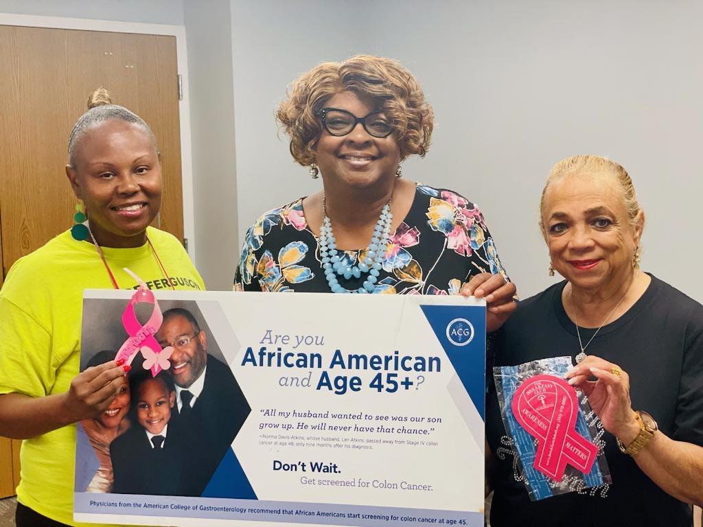 BJCCareers's tweet photo. Pictured with our team is a wonderful group of representatives of Northwoods and Ferguson, MO: 3rd ward councilwoman Naquittia Noah, mayor Ella Jones (Ferguson, MO) and mayor Sharon Pace (Northwoods, MO). 

We teamed up with some of our partners to provide mammograms and more! https://t.co/Rvtxrap0iW