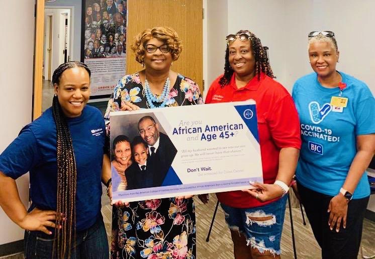 BJCCareers's tweet photo. Pictured with our team is a wonderful group of representatives of Northwoods and Ferguson, MO: 3rd ward councilwoman Naquittia Noah, mayor Ella Jones (Ferguson, MO) and mayor Sharon Pace (Northwoods, MO). 

We teamed up with some of our partners to provide mammograms and more! https://t.co/Rvtxrap0iW
