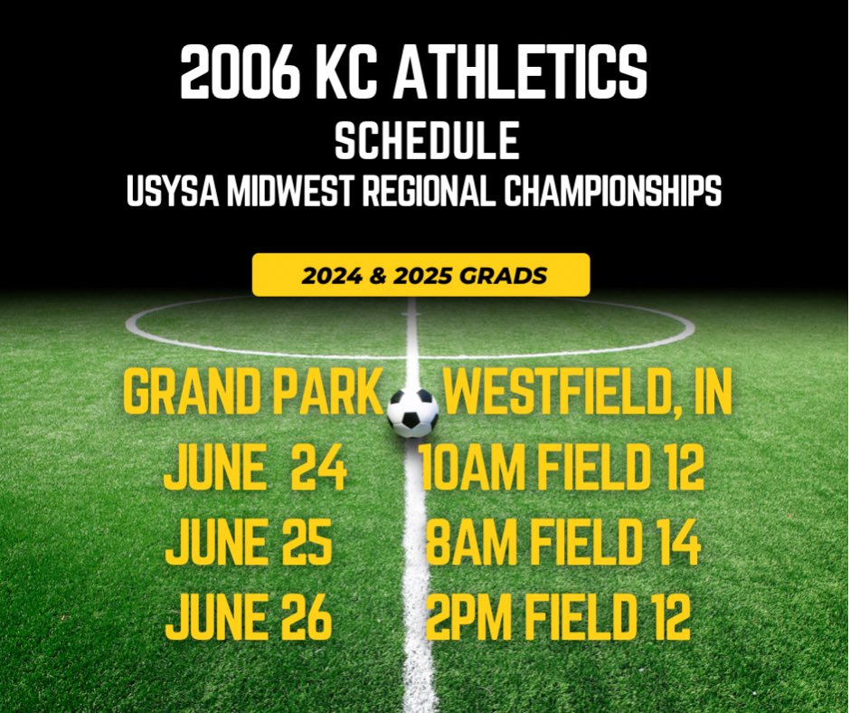 2006kcathletics's tweet image. Regional championships Schedule! Ready for Indy ⚽️💙#kcathletics