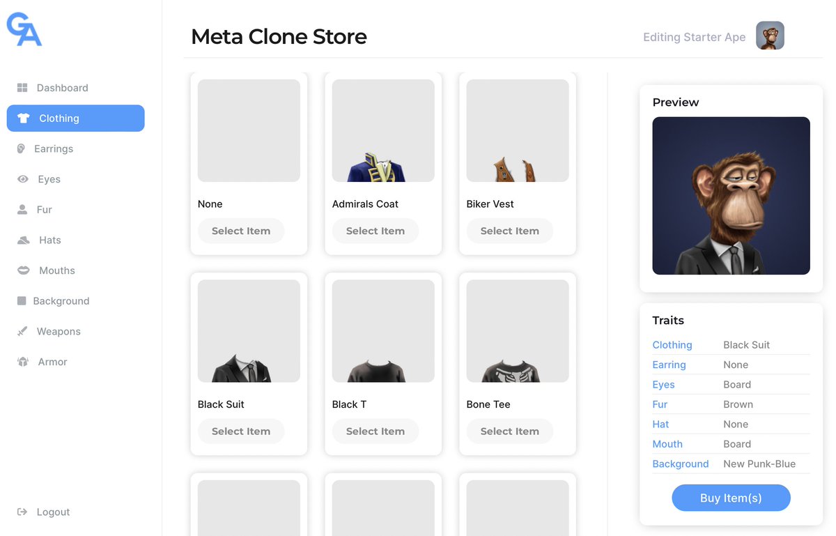 🚨 ANNOUNCEMENT 🚨

We are very excited to share the MetaCloneZ Store Alpha! You will be able to Upgrade your Character in real time and have your Character NFT Change instantly!! 💎🧬🧪🥼

Expect more sneak peaks to be dropped this week! 

grandpaapes.io/game-store/