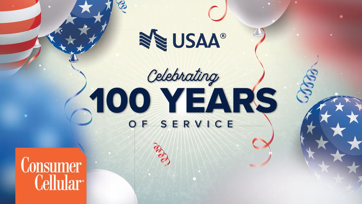 Consumer_Cell's tweet photo. We’re proud to wish our partners at @USAA a happy 100th anniversary today and excited to see how they serve the military community in the next century. #usaa100 https://t.co/p11K4eya4R