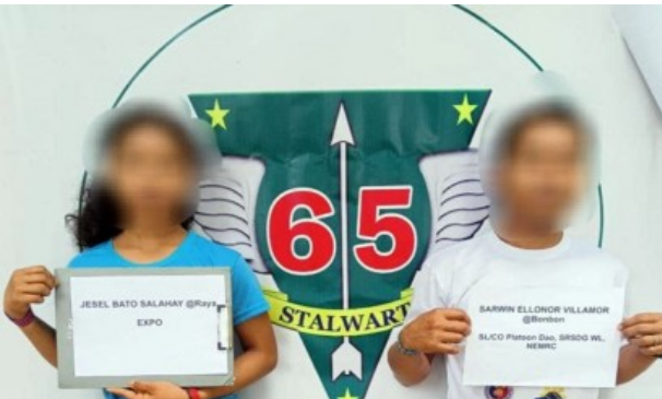 prog_pwrc's tweet photo. Sarwin Ellonor Villamor (right), a ranking New People's Army leader operating in Agusan del Norte and Agusan del Sur surrendered along with his party wife, Jesel Bato Salahay on June 17, 2022 in Cabadbaran City. https://t.co/czbaVSxbJk