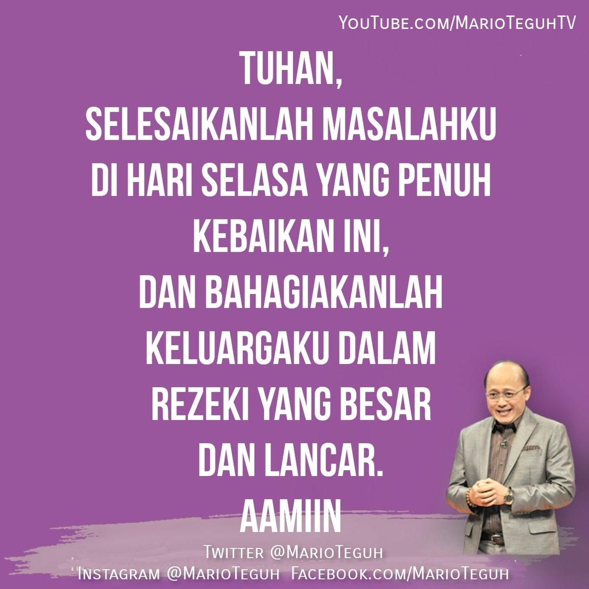 Aamiin ... 🙏💝🙏

#doa #doapagi #motivator #motivatorindonesia #motivasi #inspirasi #MTGW #Selasa #inspirasihidup #MarioTeguh  #stayhealty #MarioTeguhTV 
#mariozoom #mariozoomdotcom #Mariowebinar #MTLV 
#Aamiin