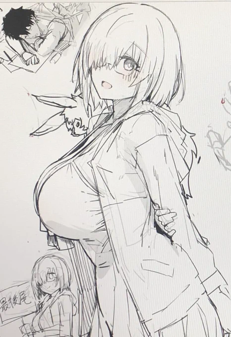 水着マシュ描いてる 